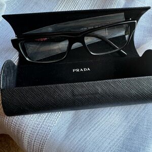 New PRADA Eyeglasses VPR 16M  55/16 1AB-1O1  140 Shiny Black Frames w/DemoLenses